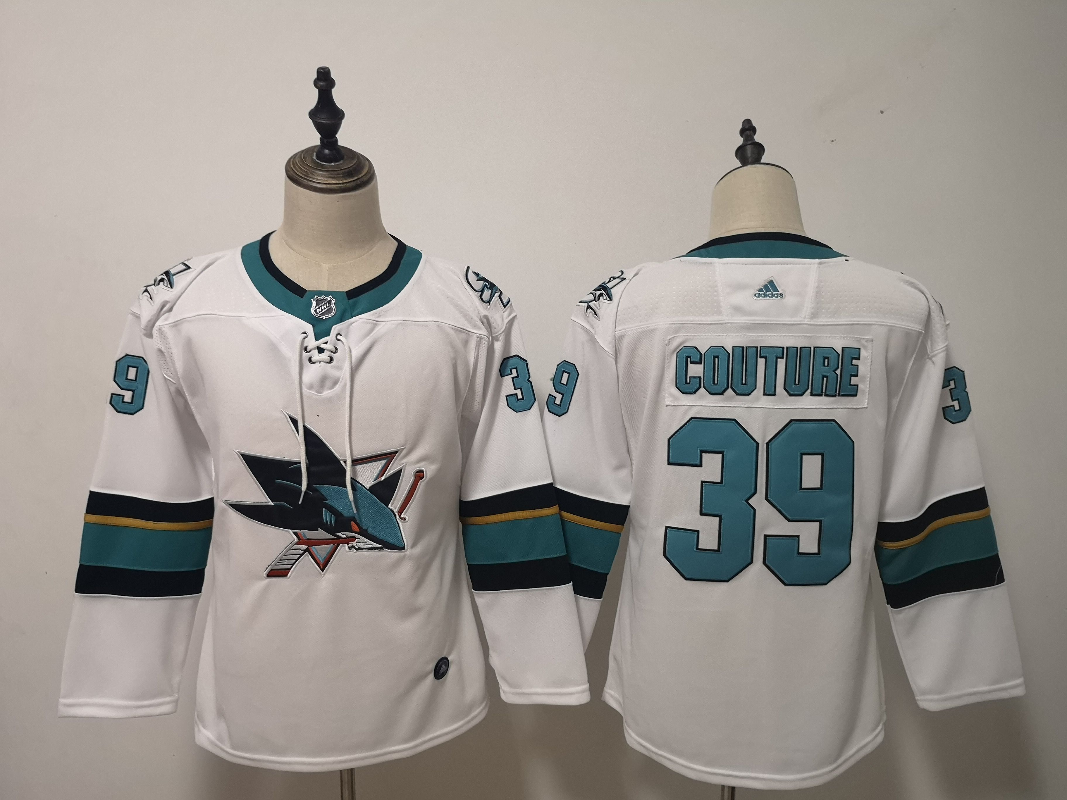 Women San Jose Sharks #39 Couture White Adidas Stitched NHL Jersey